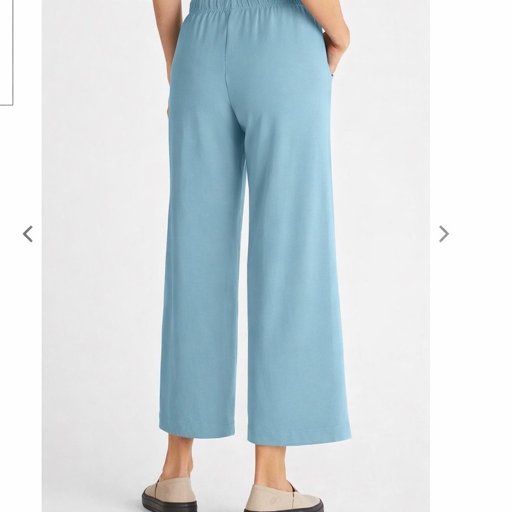 Lisa Bayne Womens Large Bamboo Cotton Wide Leg Cropped Lounge Pants Travel Chic - Picture 1 of 7